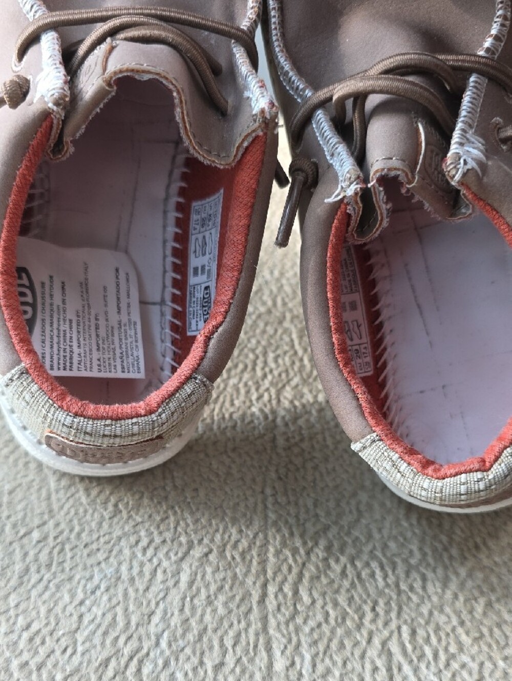 Hey Dude Kids Taupe Sneakers with Coral Lining - Picture 9 of 10